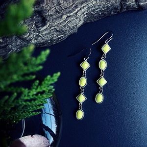 Silver earrings with Neon Green stones by Cache
